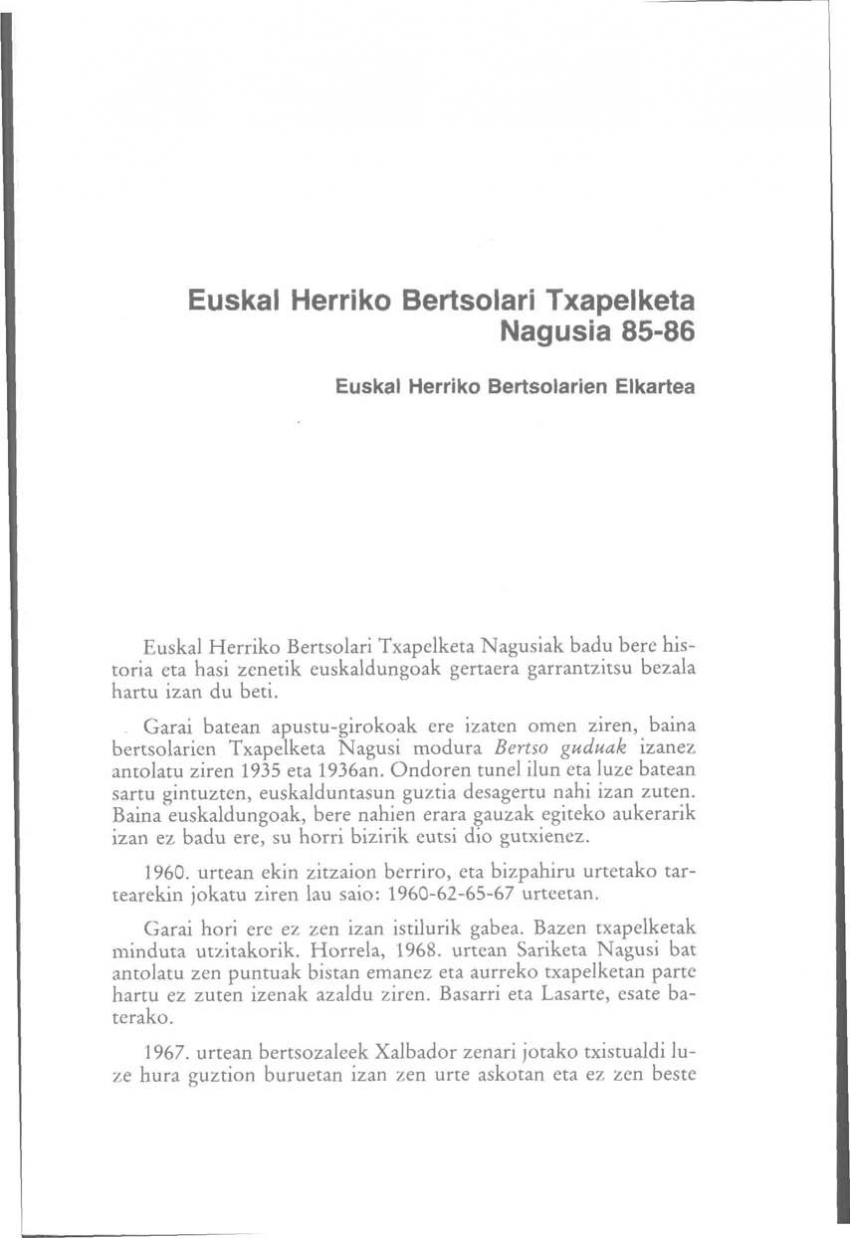 Euskal Herriko Bertsolari Txapelketa Nagusia 85-86