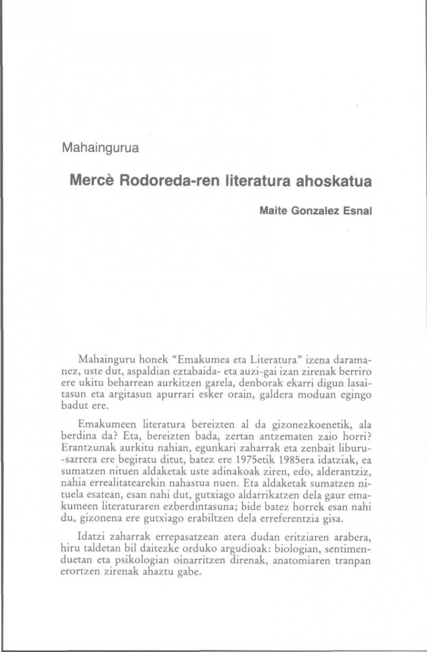 Mercé Rodoreda-ren literatura ahoskatua