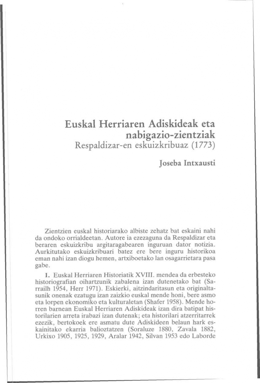 Euskal Herriaren Adiskideak eta nabigazio-zientziak: Respaldizar-en eskuizkribuaz (1773)