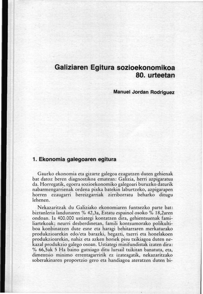 Galiziaren egitura sozioekonomikoa 80. urteetan