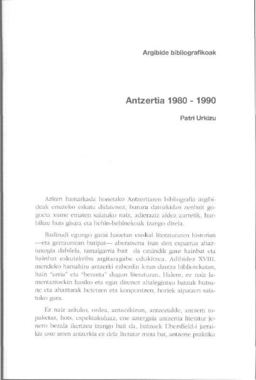 Antzertia 1980-1990. Argibide bibliografikoak
