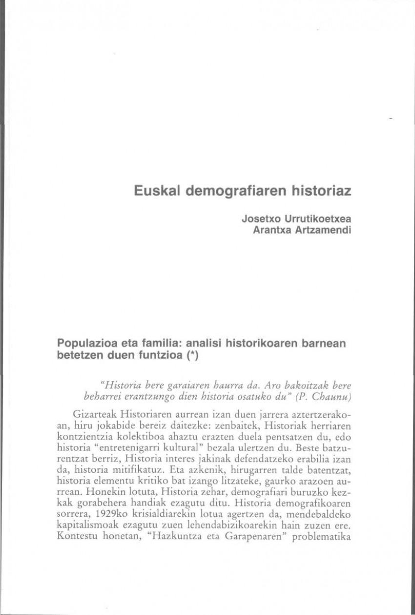Euskal demografiaren historiaz