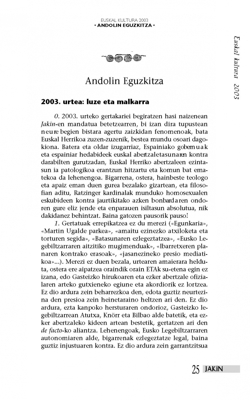 Euskal kultura 2003