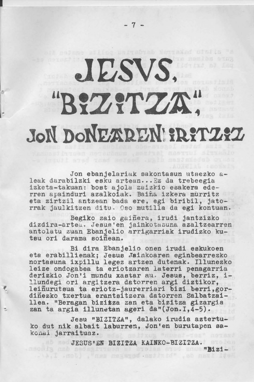 Jesus, «Bizitza», Jon Donearen iritziz