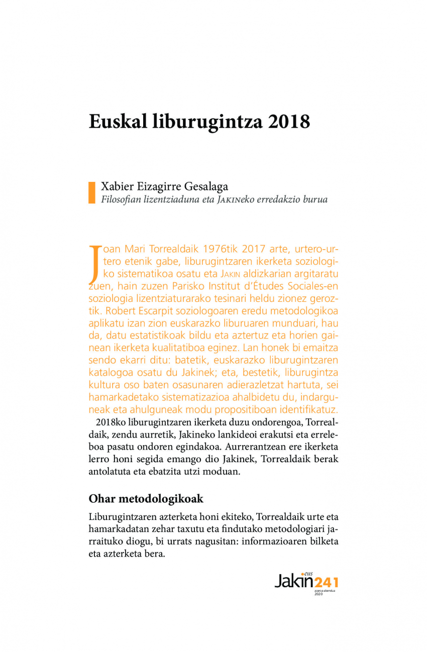Euskal liburugintza 2018