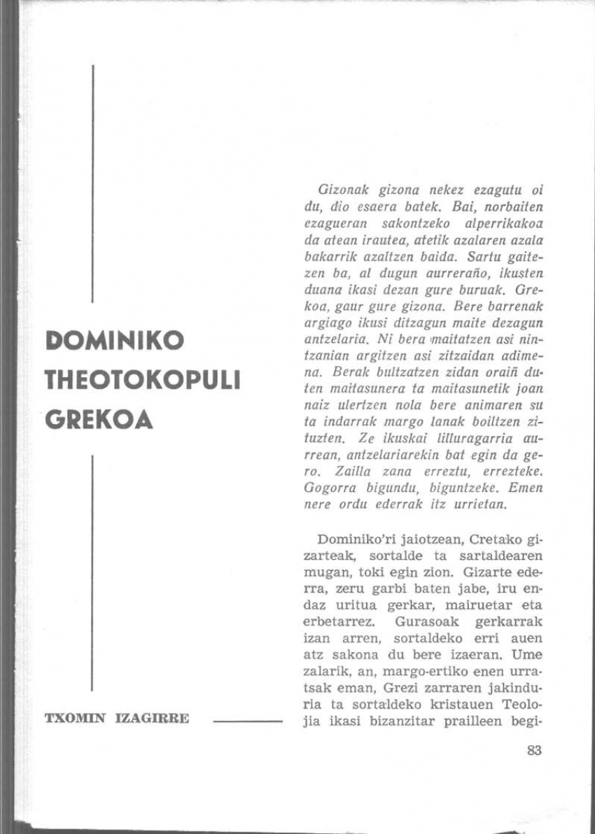 Dominiko Theotokopuli: Grekoa