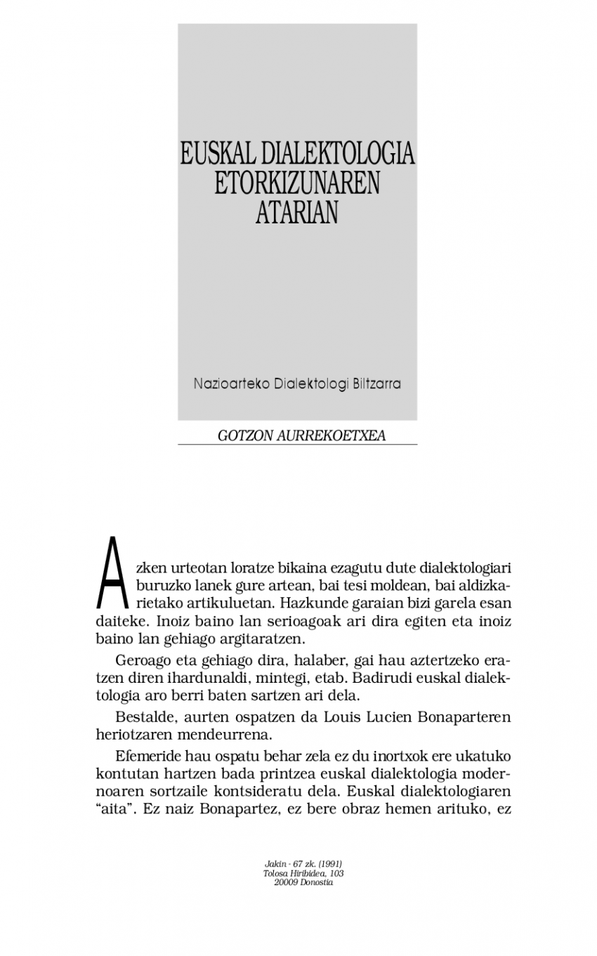Euskal dialektologia etorkizunaren atarian