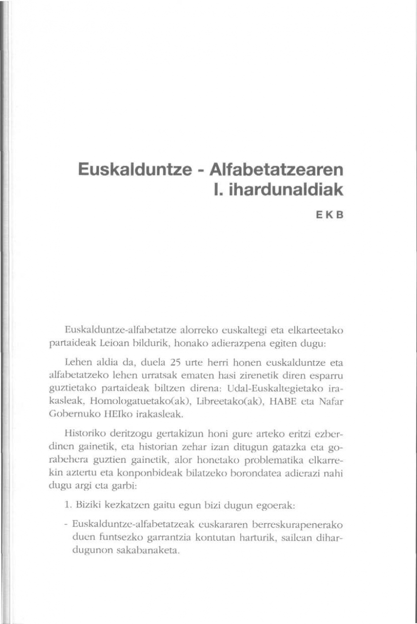 Euskalduntze-Alfabetatzearen I. ihardunaldiak