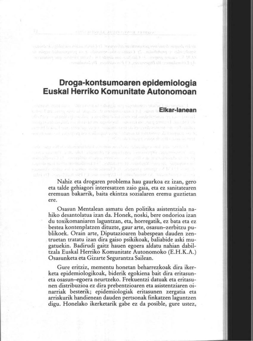Droga-kontsumoaren epidemiologia Euskal Herriko Komunitate Autonomoan