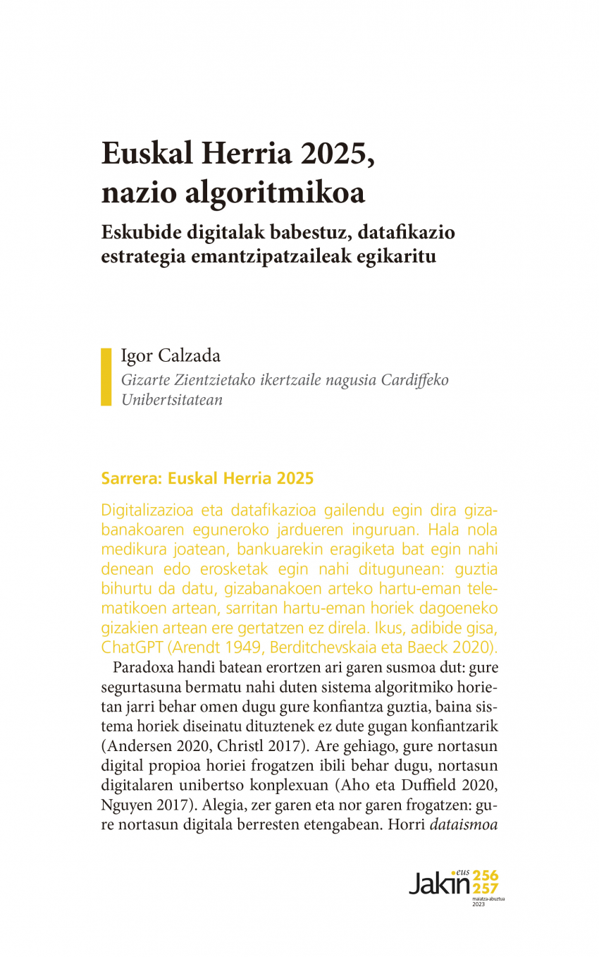 Euskal Herria 2025, nazio algoritmikoa. Eskubide digitalak babestuz, datafikazio estrategia emantzipatzaileak egikaritu