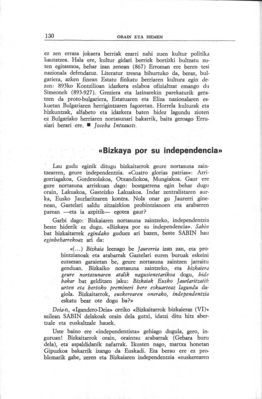 «Bizkaya por su independencia» (Orain eta Hemen)