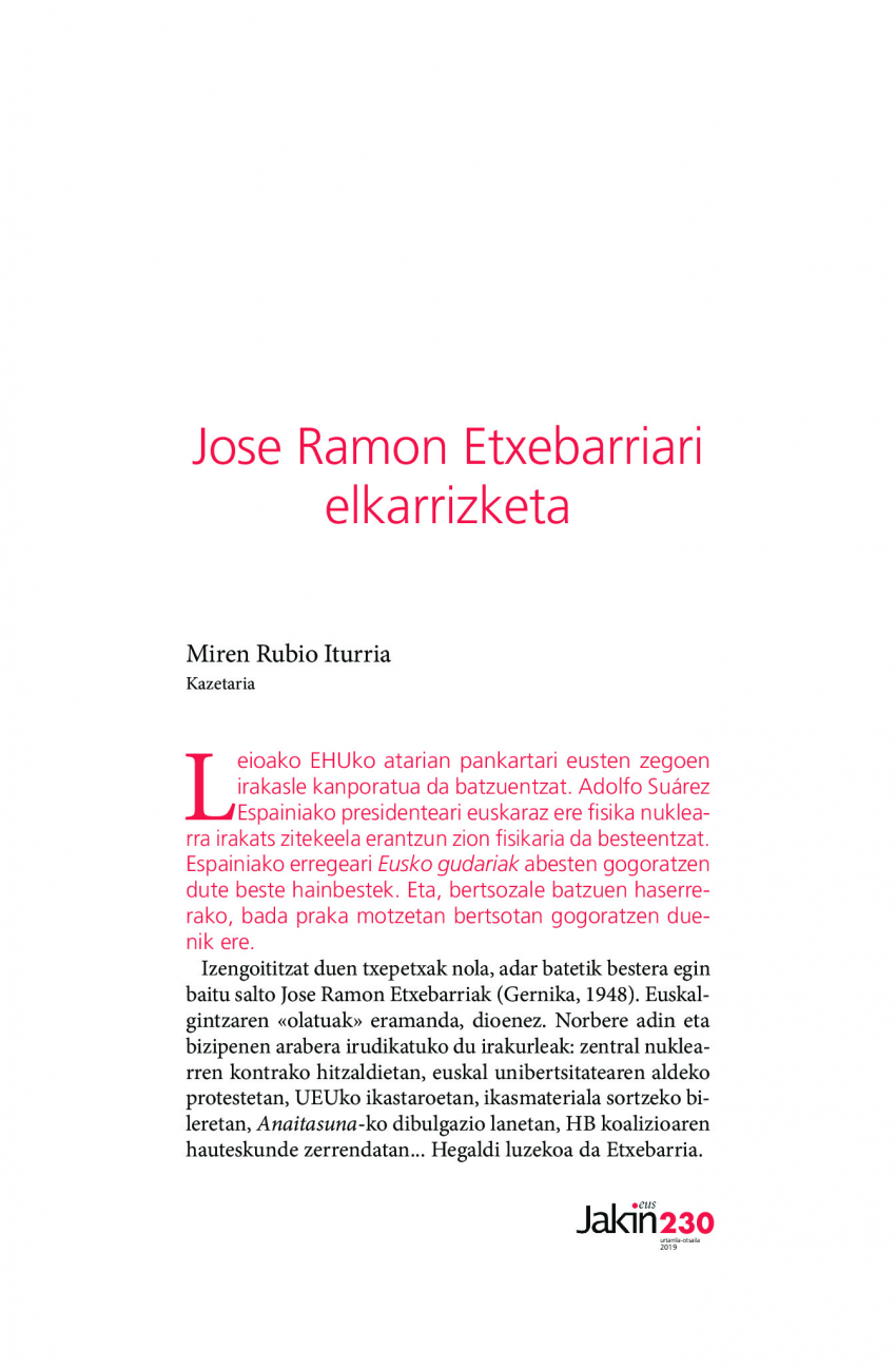Jose Ramon Etxebarriari elkarrizketa