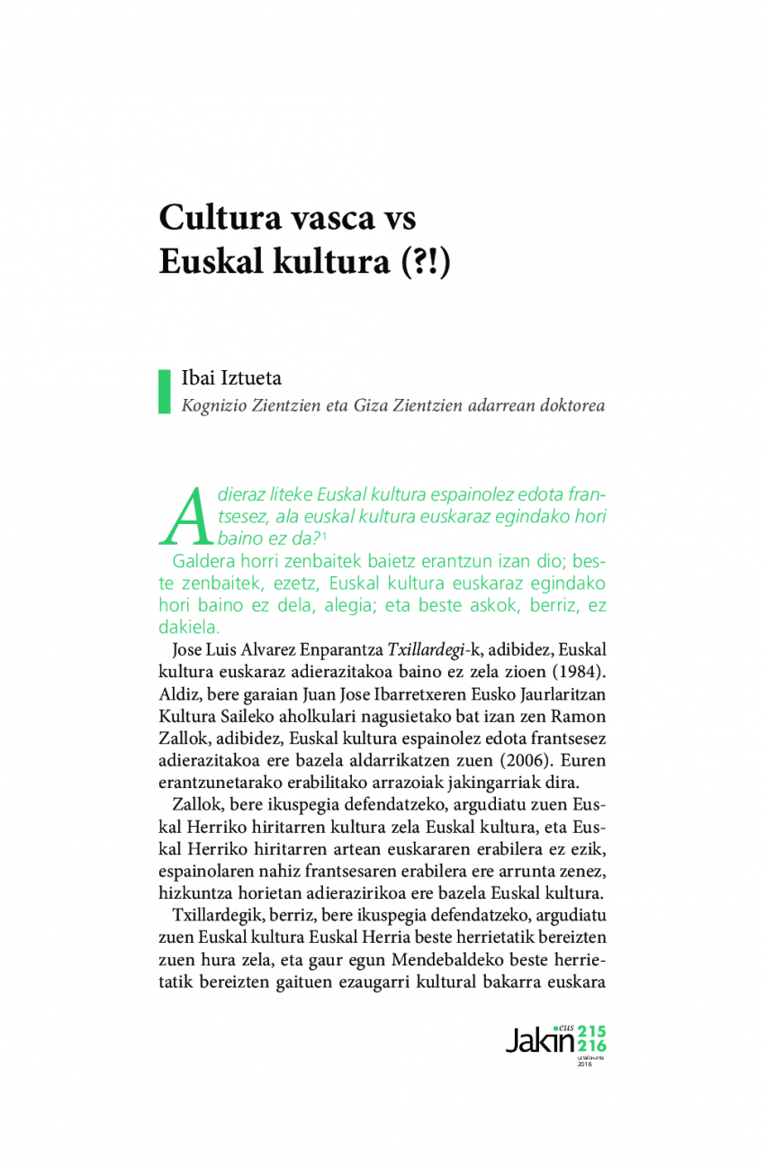 Cultura vasca vs Euskal kultura (?!)