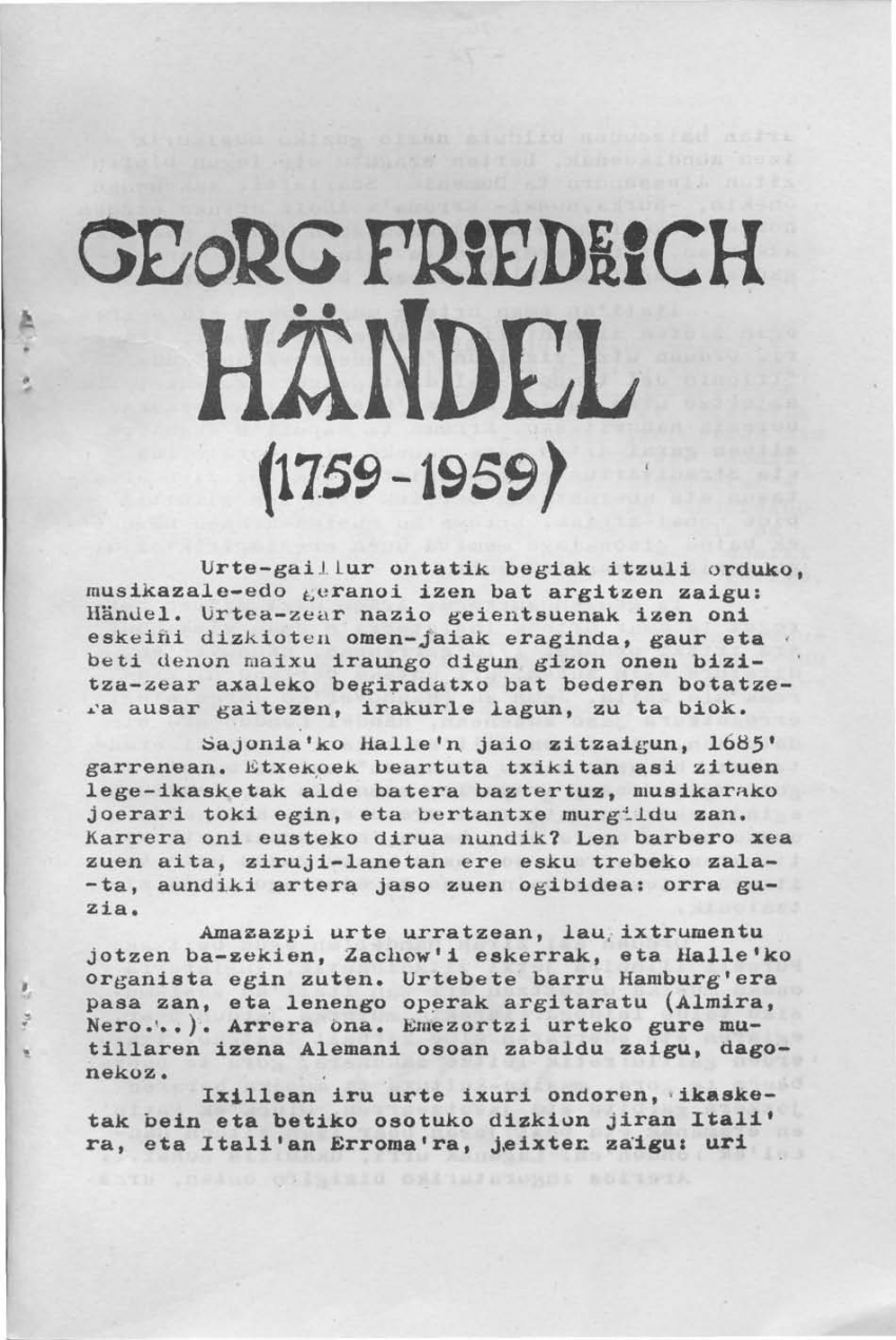 Georg Friederich Händel (1759-1959)