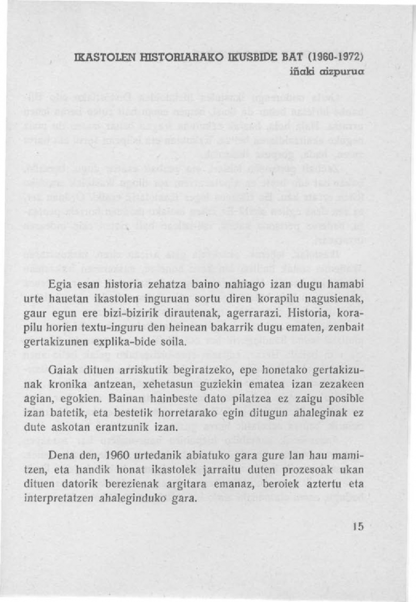 Ikastolen historiarako ikusbide bat (1960-1972)