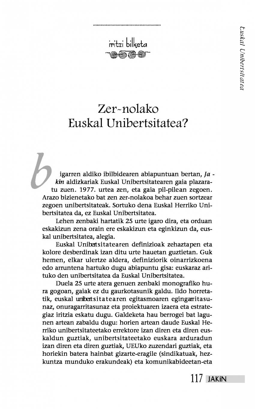 Iritzi bilketa: Zer-nolako Euskal Unibertsitatea?