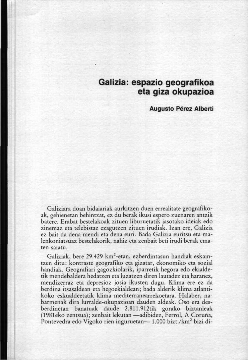 Galizia: espazio geografikoa eta giza okupazioa