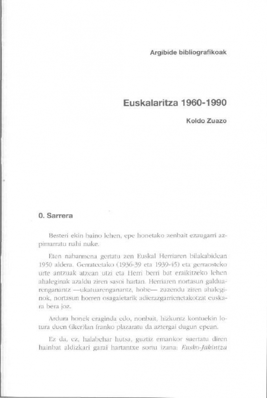 Euskalaritza 1960-1990. Argibide bibliografikoak